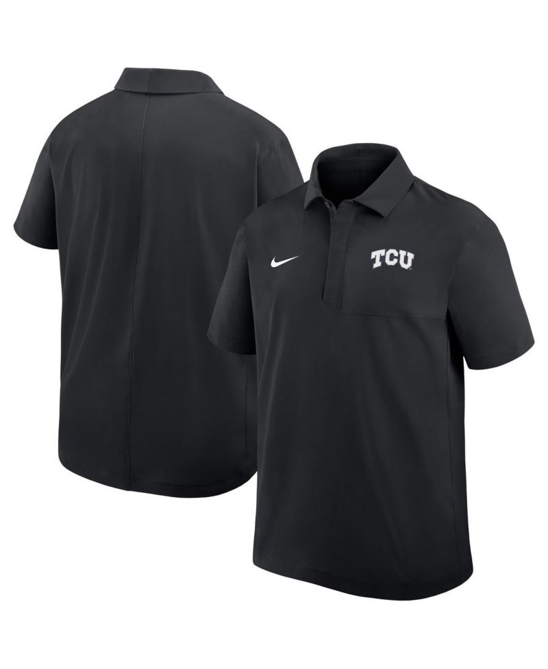 Men's Black TCU Horned Frogs Woven Dri-FIT Polo Shirt