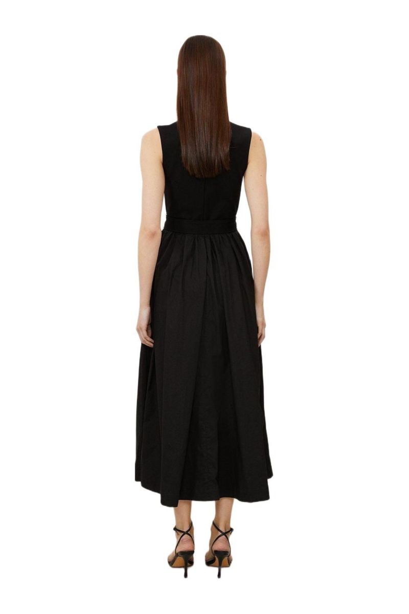 Women's Square Neck Belted Maxi Dress