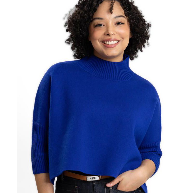 Women's Jordan Turtleneck Cropped 3/4-Length Sleeves Sweater