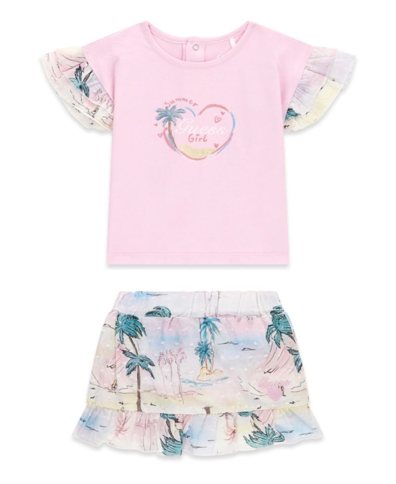 Baby Girls' Short-Sleeve T-Shirt and Skirt, 2-Piece Set