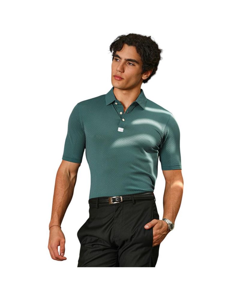 Men's Emerald Green Warp-Tactile Polo T-Shirt