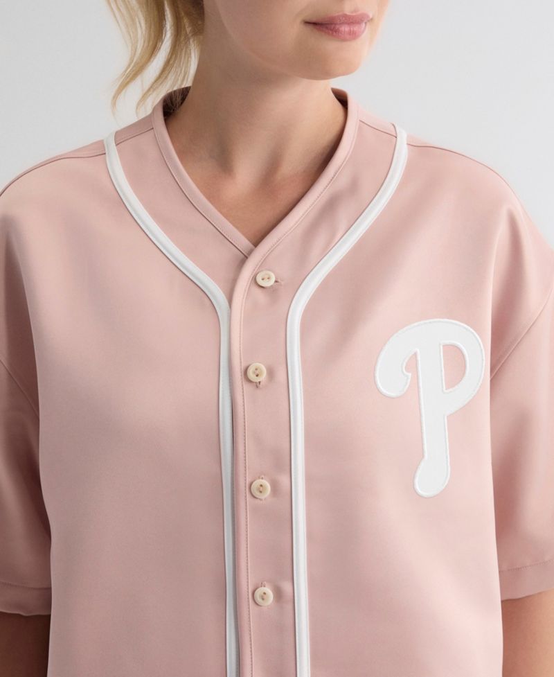 Women's Iconic Cropped Button-Front Baseball Top