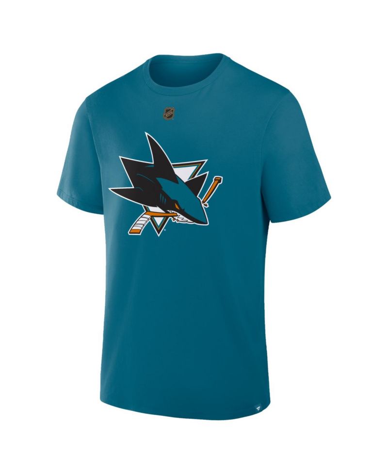 Men's Michael Misa Teal San Jose Sharks Authentic Stack Name & Number T-Shirt