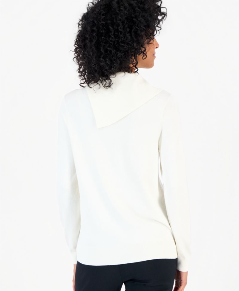 Petite Long-Sleeve Envelope-Neck Pullover Sweater