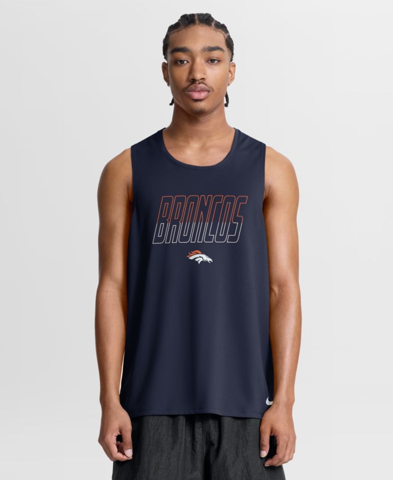 Men's Navy Denver Broncos Kickoff Miler Dri-FIT Tank&iquest; Top