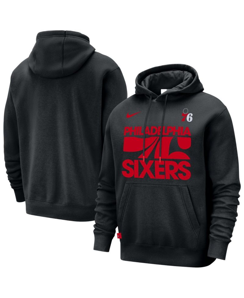 Men's Black Philadelphia 76ers Courtside Club Pullover Hoodie