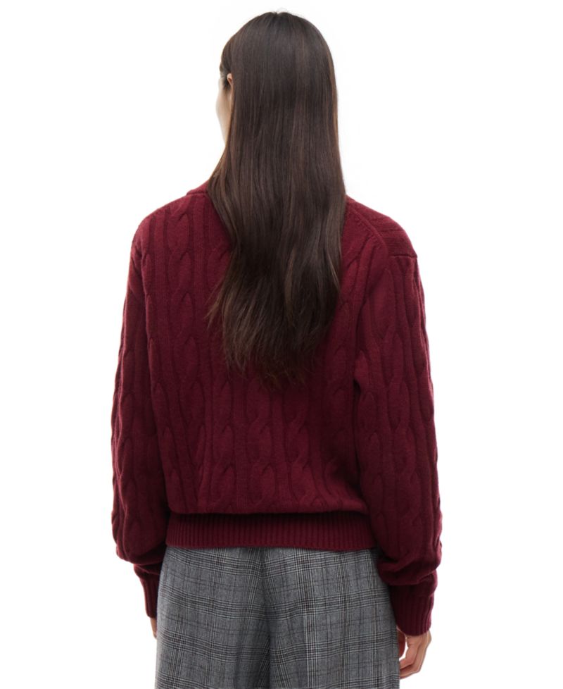 Women's American Icons 100% Wool Cable-Knit Crewneck Sweater