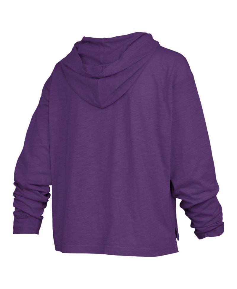 Women's Purple Washington Huskies Castillo Slub Waist Length Long Sleeve Hooded T-Shirt