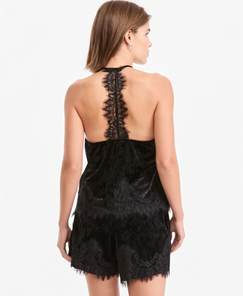 Women's Velvet Lace-Trim Sleeveless V-Neck Camisole