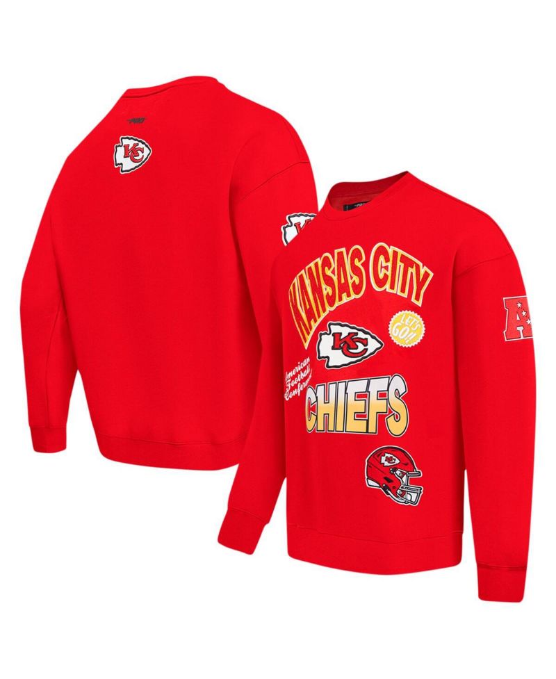 Men's Red Kansas City Chiefs Turn It Up Drop Shoulder Pullover Sweatshirt