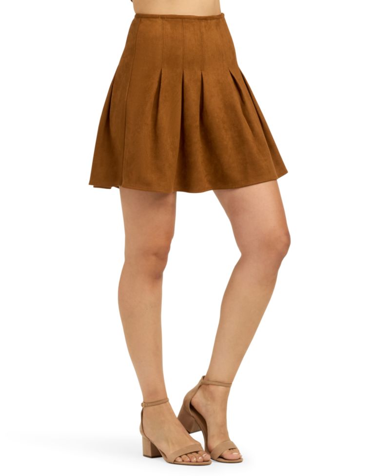 Juniors' Pleated A-Line Mini Skirt