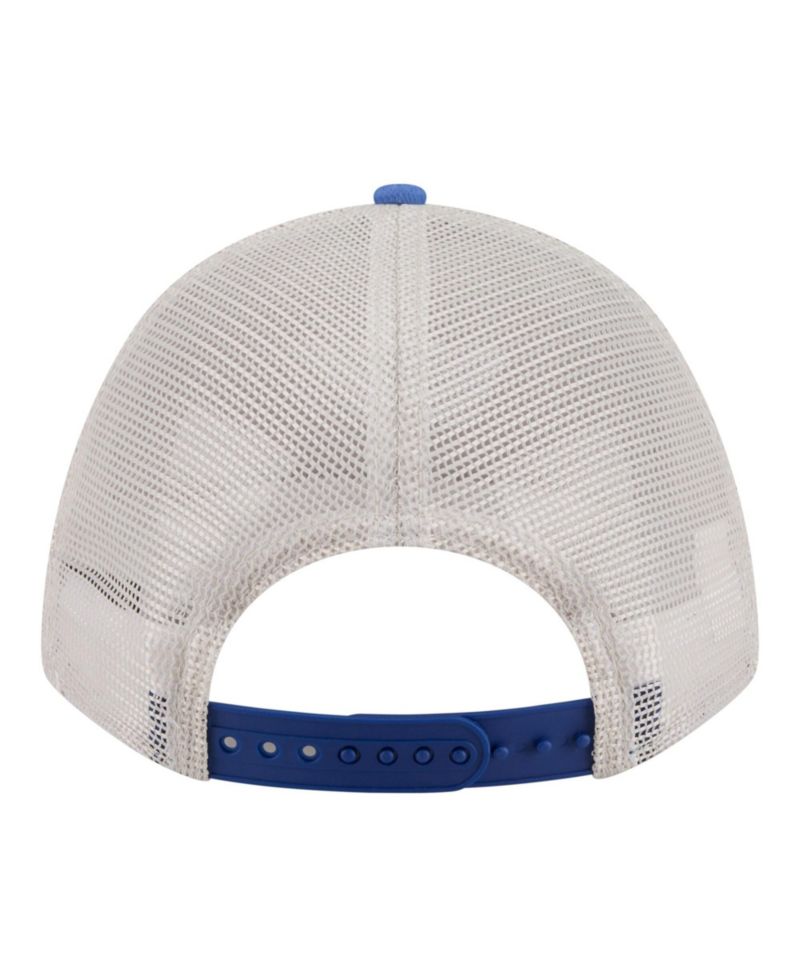 Men's Light Beige/Royal Chicago Cubs Frayed M-Crown A-Frame 9FORTY Trucker Adjustable Hat