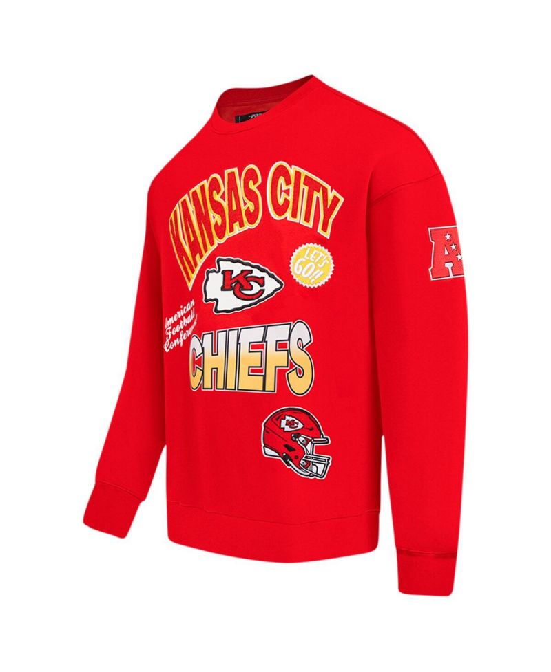 Men's Red Kansas City Chiefs Turn It Up Drop Shoulder Pullover Sweatshirt