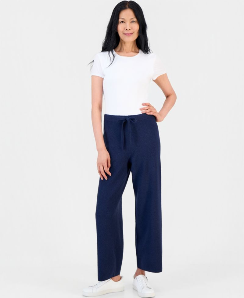 Women's Luxsoft Novelty Stitch Wide-Leg Sweater Pants