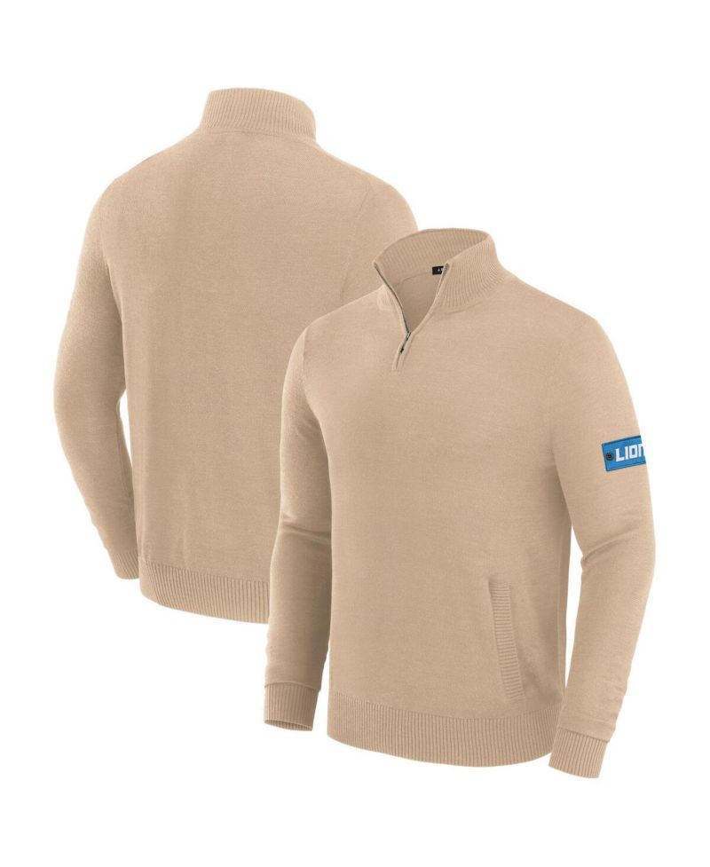 Men's Tan Detroit Lions Franchise Quarter-Zip Sweater