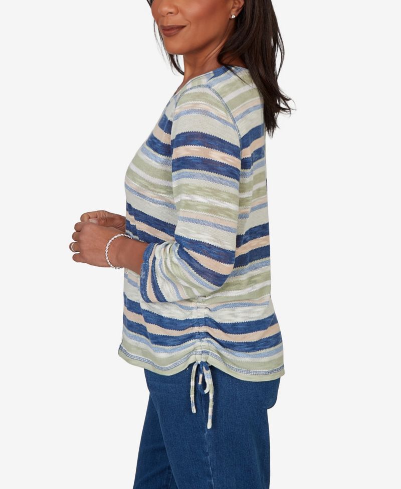Petite Spliced Multi Stripe Knit Top