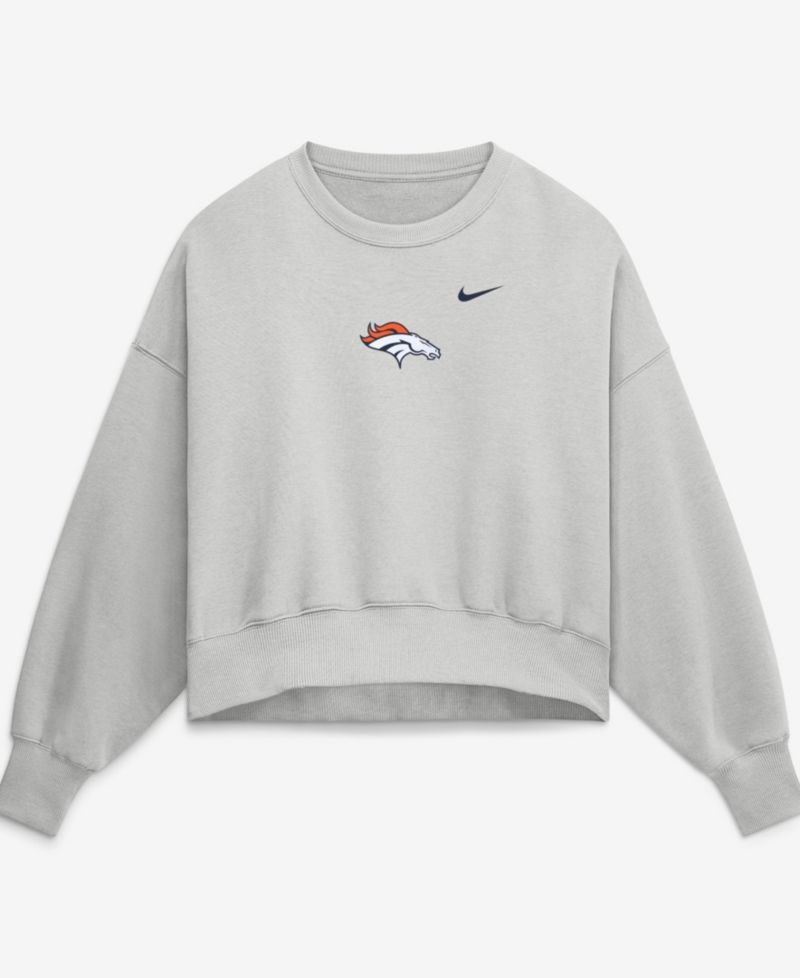 Women's Gray Denver Broncos Oversized Primetime Phoenix Fleece Sweatshirt