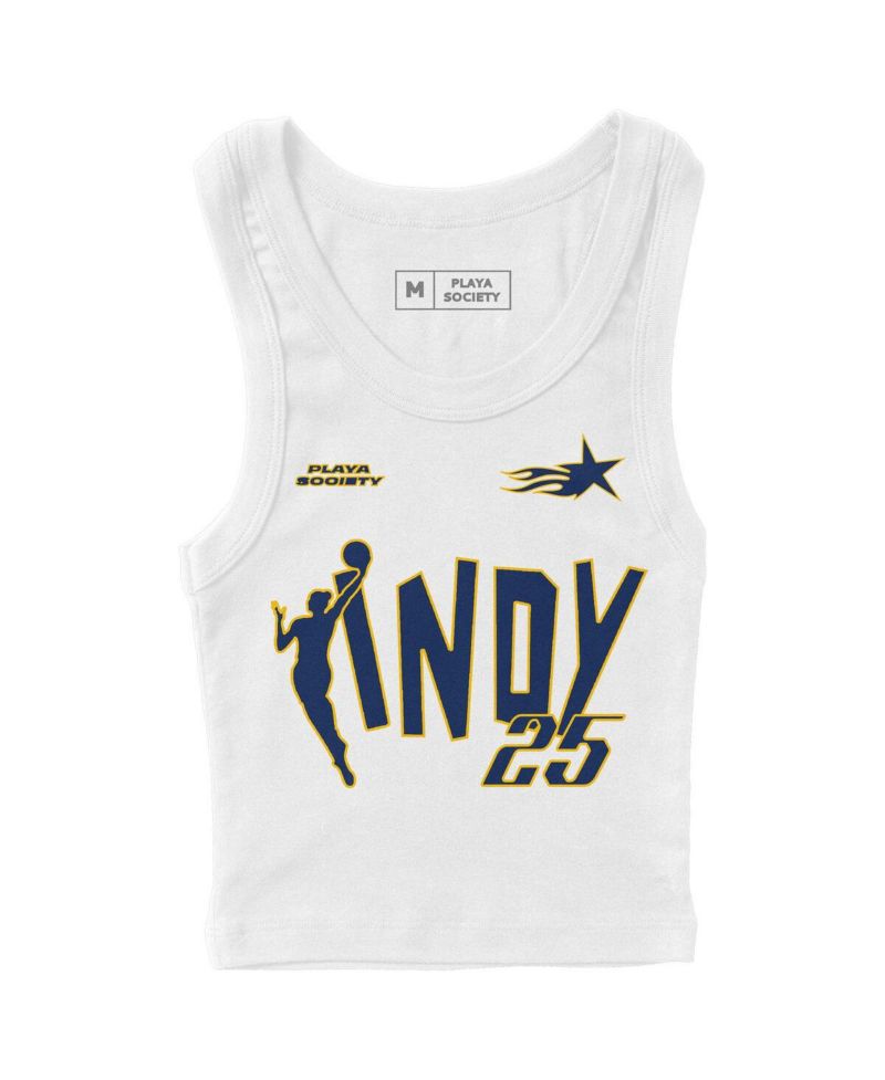Men's and Women's White 2025 WNBA All-Star Game Indy Cropped Ribbed Tank Top