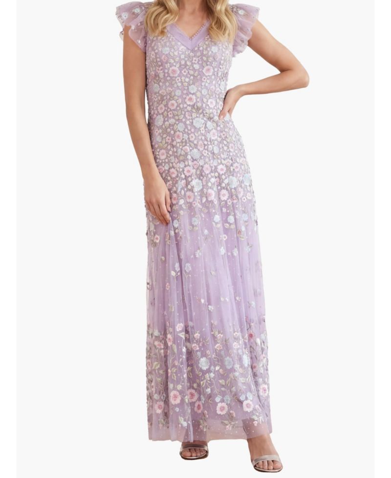 Women's Ethereal Blooms Short Sleeve Ankle Gown