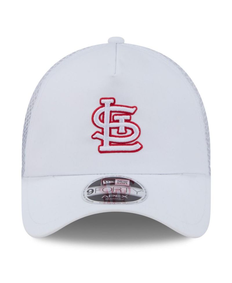 Men's White St. Louis Cardinals 2026 Batting Practice Apex 9FORTY Adjustable Trucker Hat