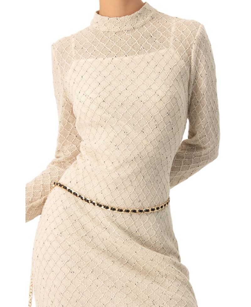 Women's High Neck Knitted Long Dress