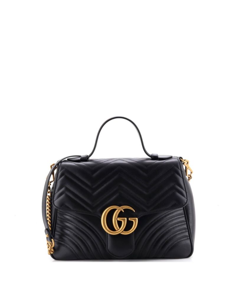 Medium GG Marmont Top Handle Flap Bag Matelasse Leather