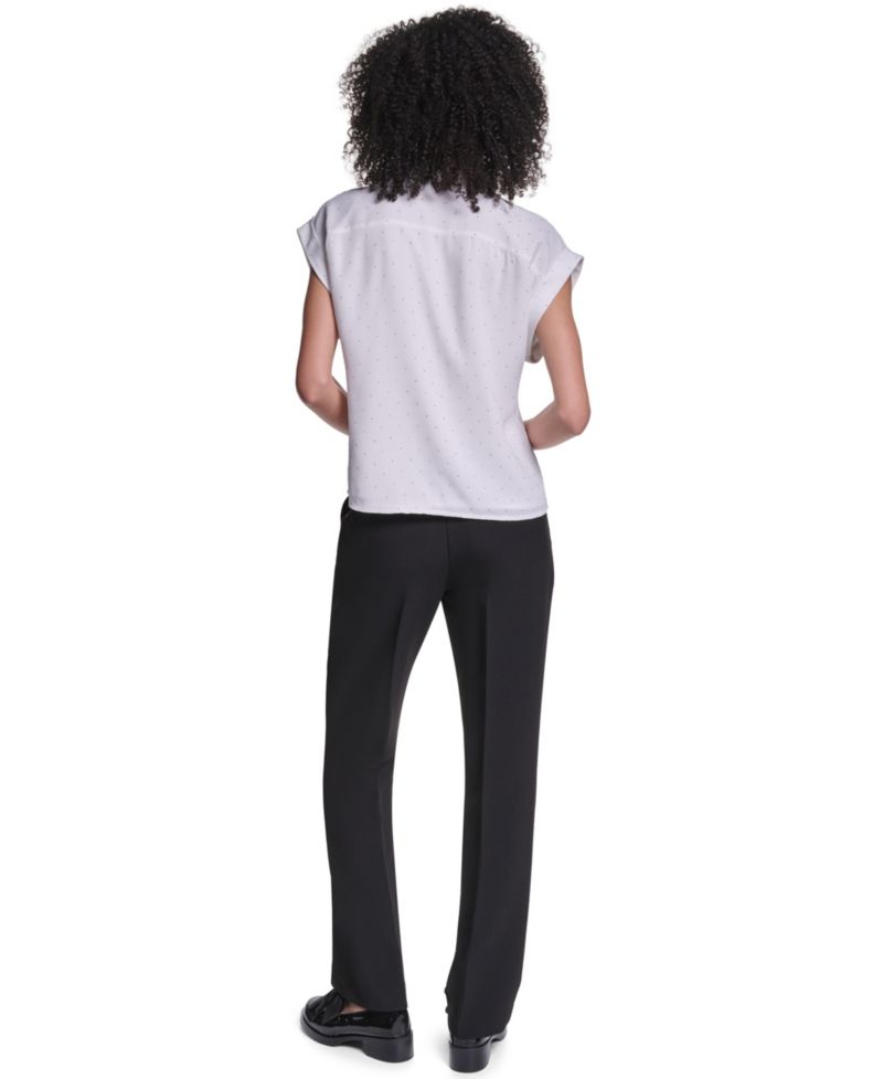 Women's Studded Ruffled Button-Front Shirt