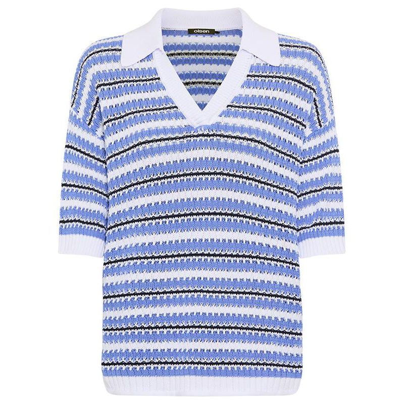 Women's Stripe Polo Sweater