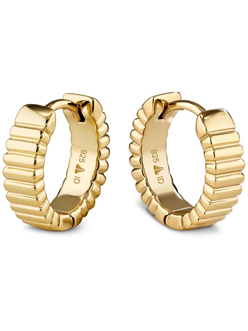 Ribbed Hoop Earrings in Plated Sterling