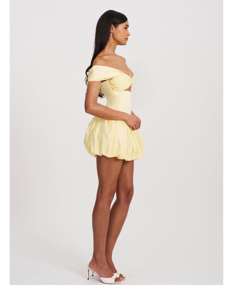 Women's Umika Butter Yellow Bubble Hem Mini Dress