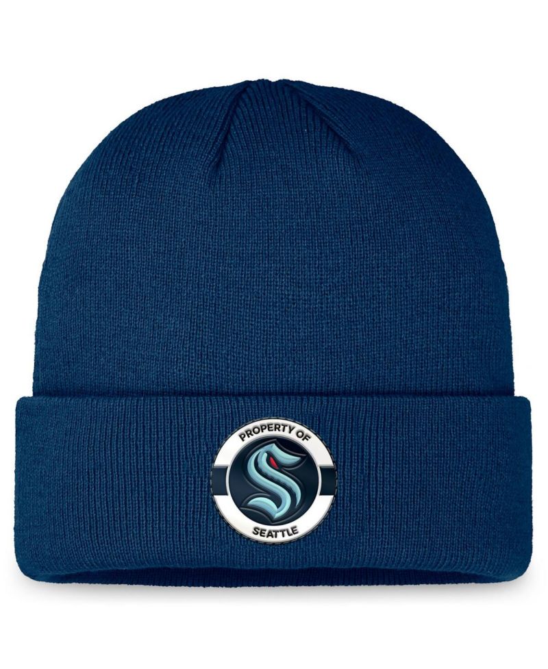 Men's Deep Sea Blue Seattle Kraken Authentic Pro Training Camp Cuffed Knit Hat