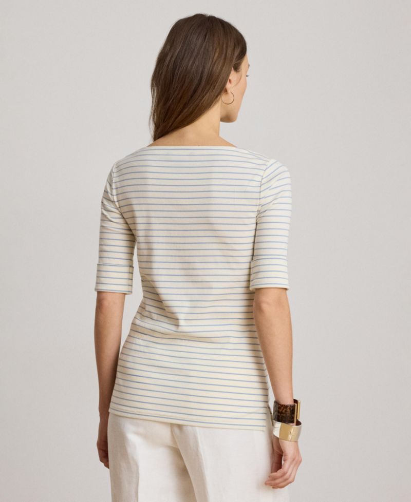 Women's Striped Boat Neck Top
