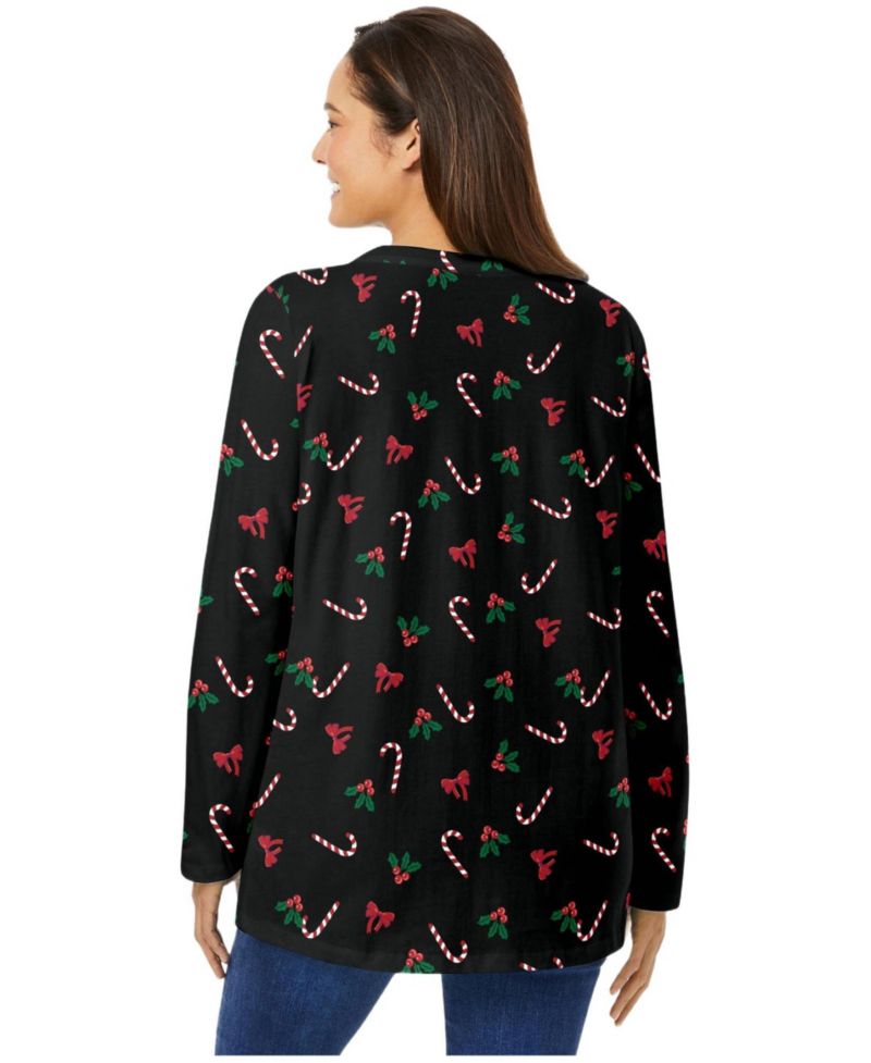 Plus Size Perfect Printed Long-Sleeve Crewneck Tee