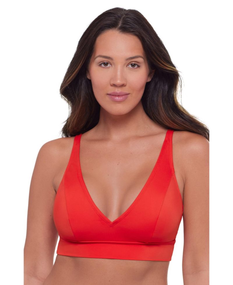Women's Supportive Banded Plunge V-Neck Bralette Swimsuit Top