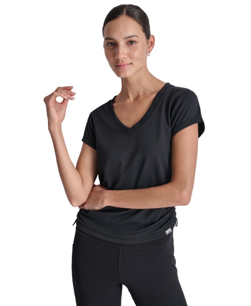 Women's Ruched Side Seams V-Neck Tech T-Shirt
