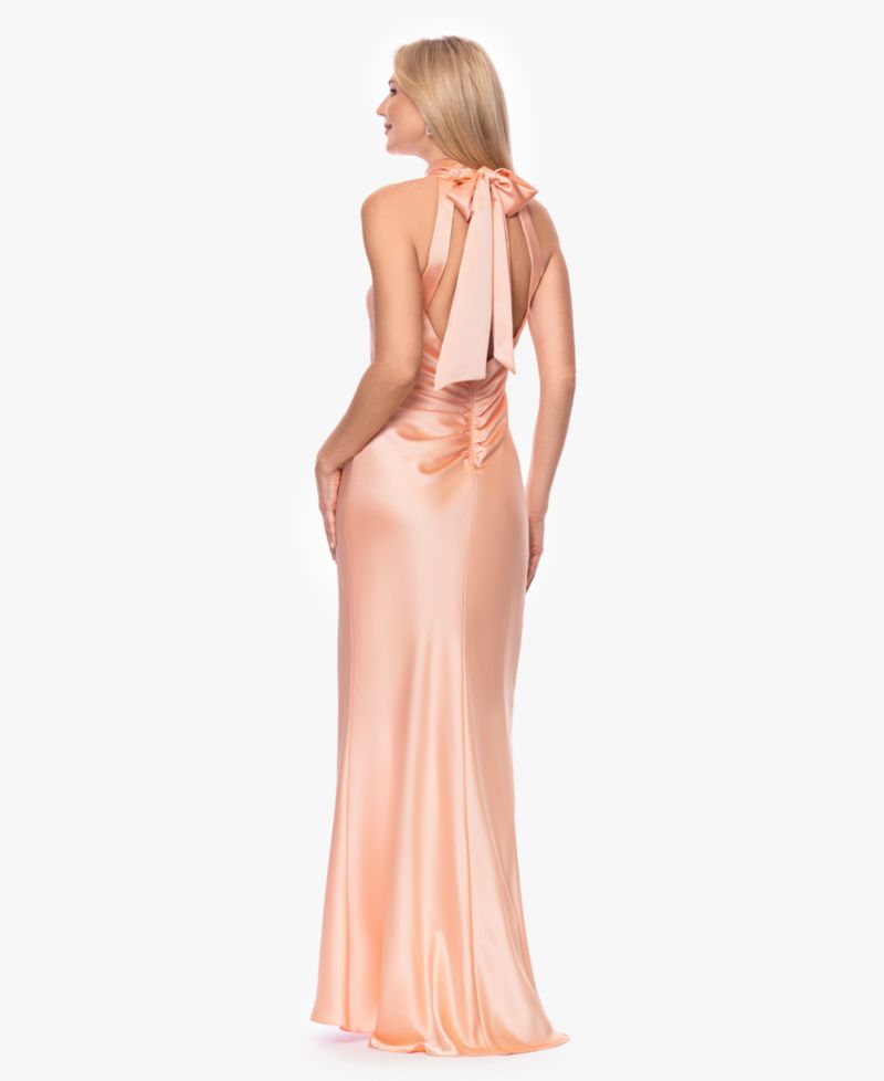 Petite Sleeveless Tie-Neck Long Gown