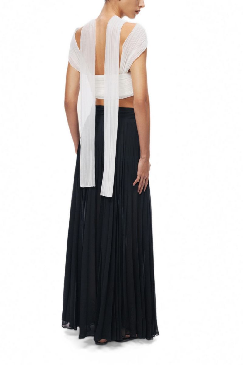 Women's High-Rise Pleated Chiffon Wide-Leg Pants