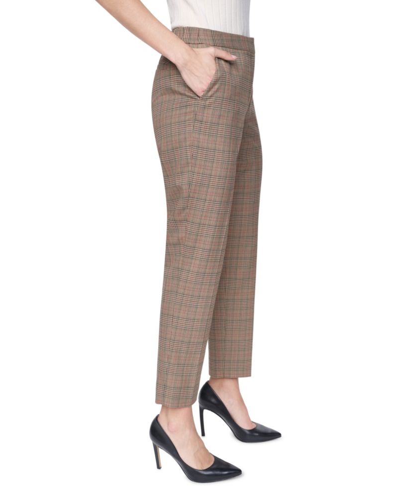 Women's Plaid Mid-Rise Ankle Pants