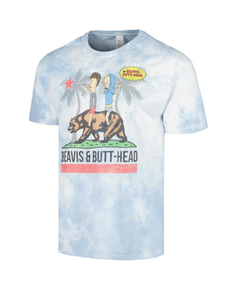Men's and Women's White Beavis and Butt-Head Riding Cali Bear Graphic T-shirt