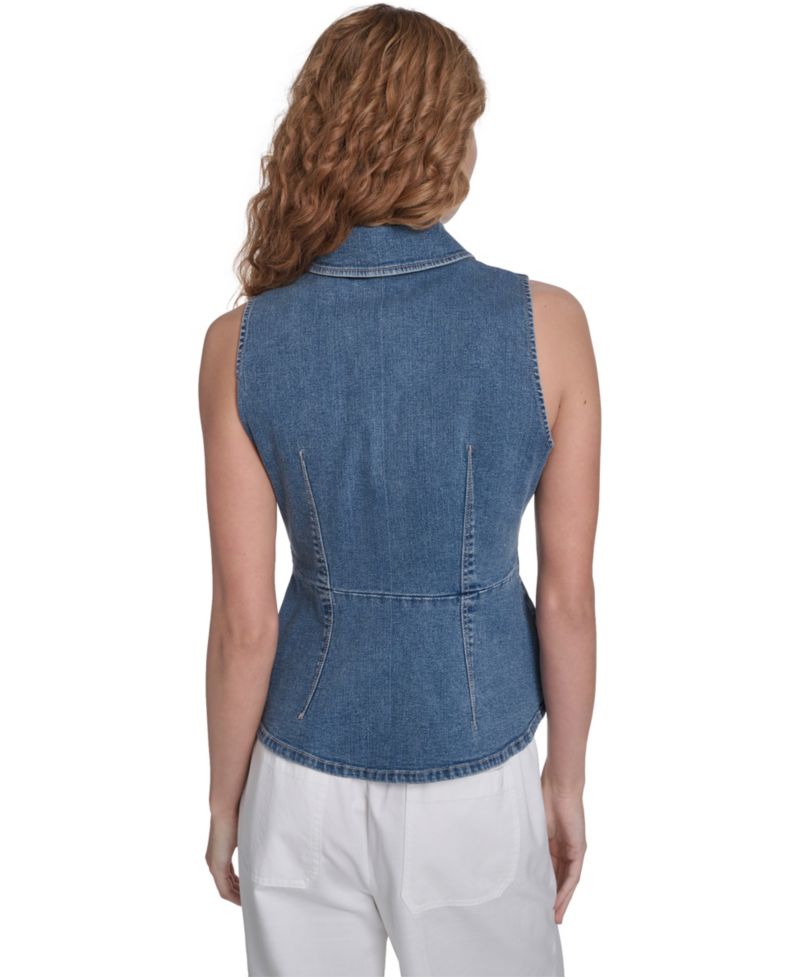 Women's Button Front Denim Vest
