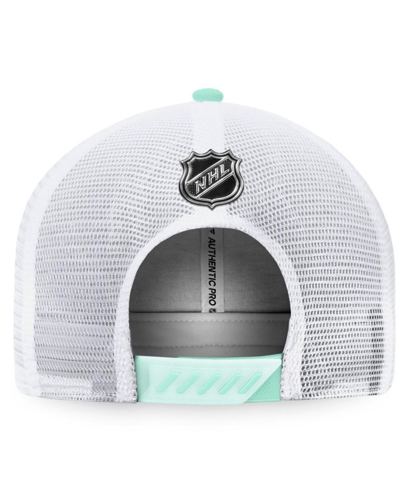 Men's Navy, White Seattle Kraken 2022 NHL Draft Authentic Pro On Stage Trucker Adjustable Hat