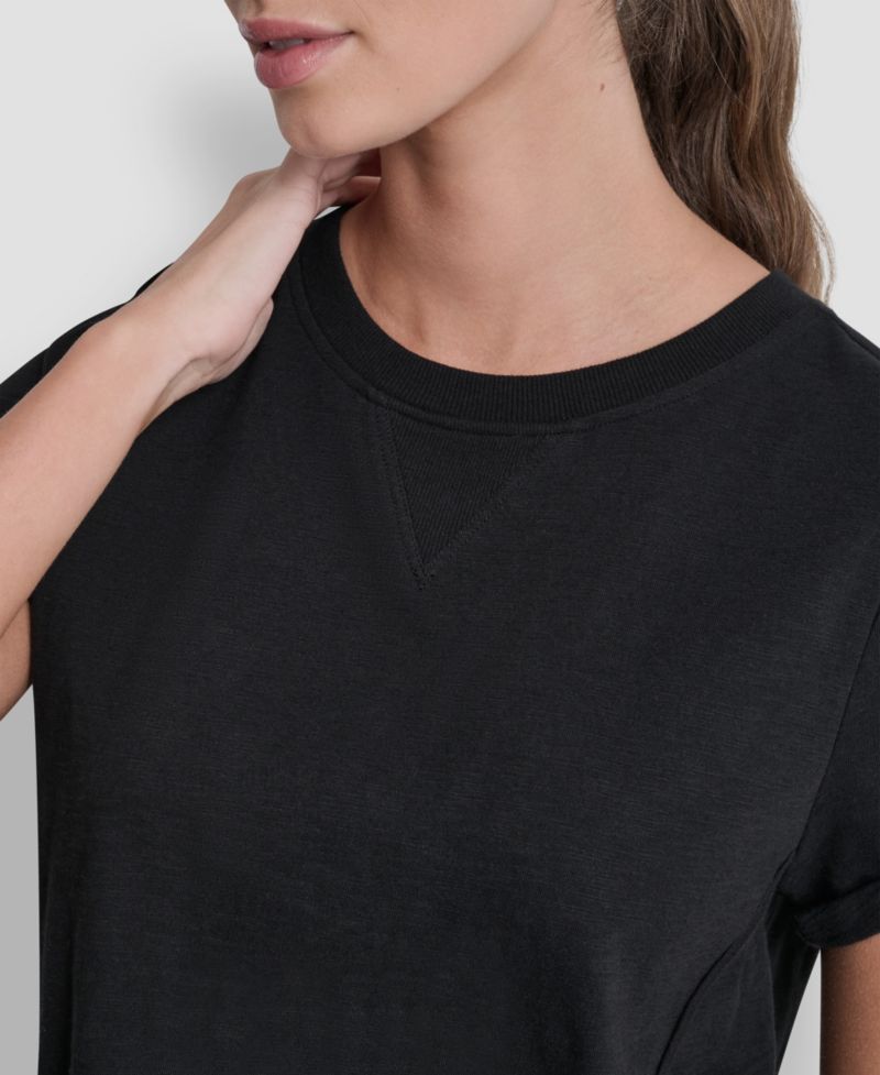 Women's Crew Neck Roll-Sleeve Top