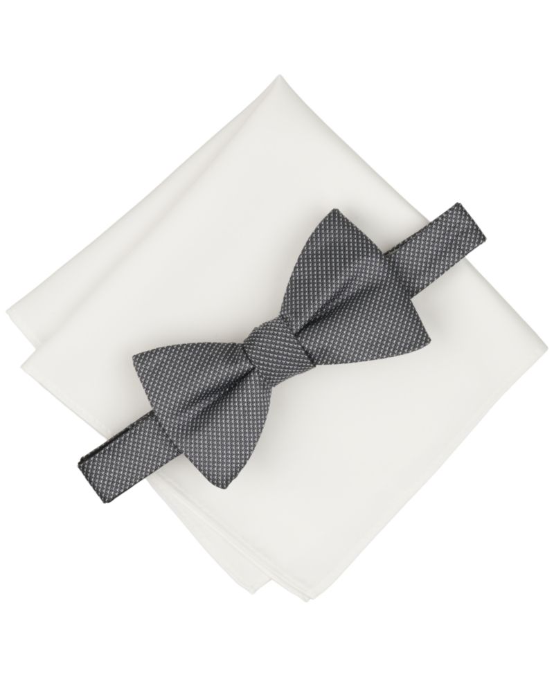 Men's Barton Plaid Bow Tie and Pocket Square, 2-Piece Set