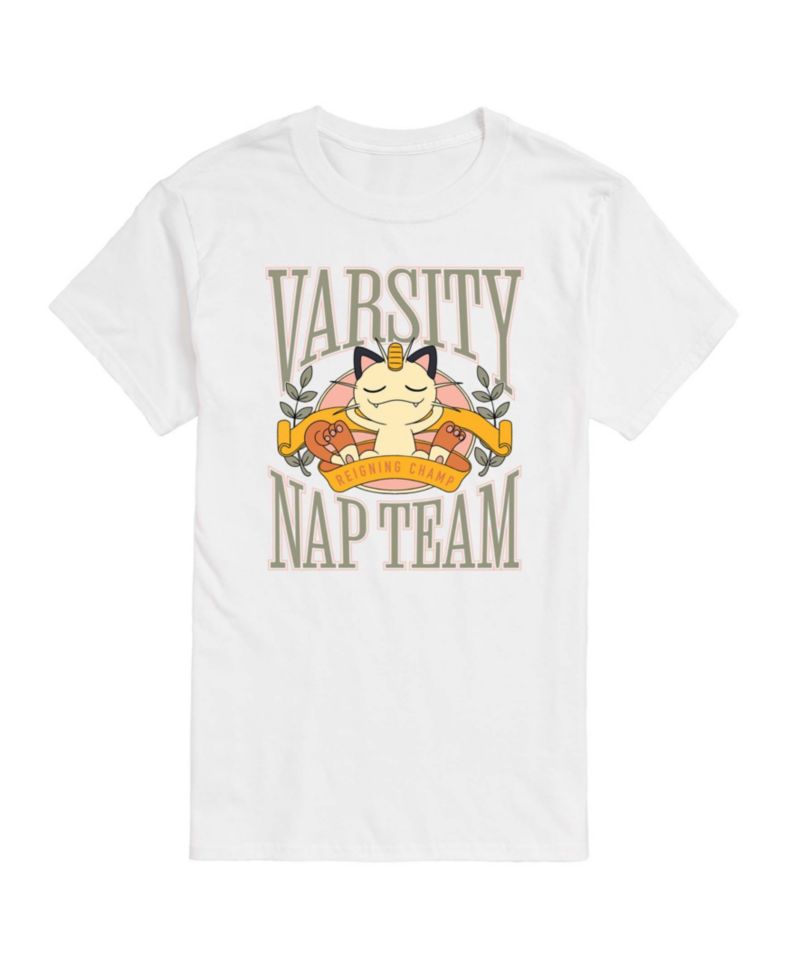 Men's Pokemon Meowth Varsity Nap Team Graphic T-Shirt