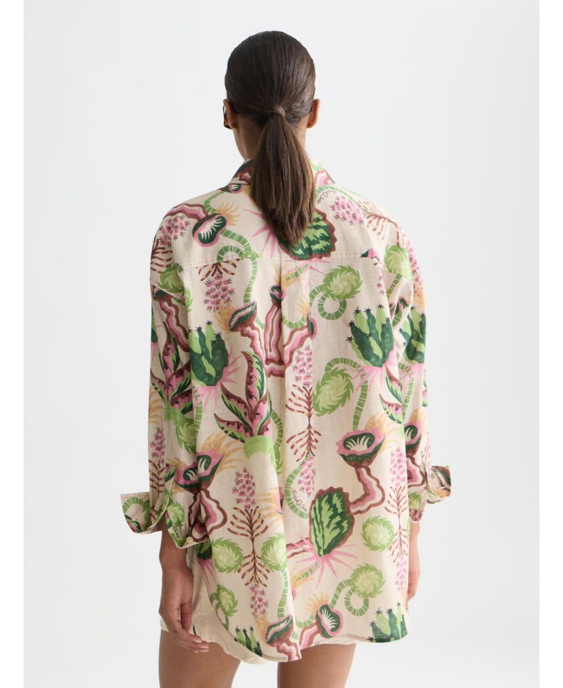 Women's Linen Blend Printed Shirt
