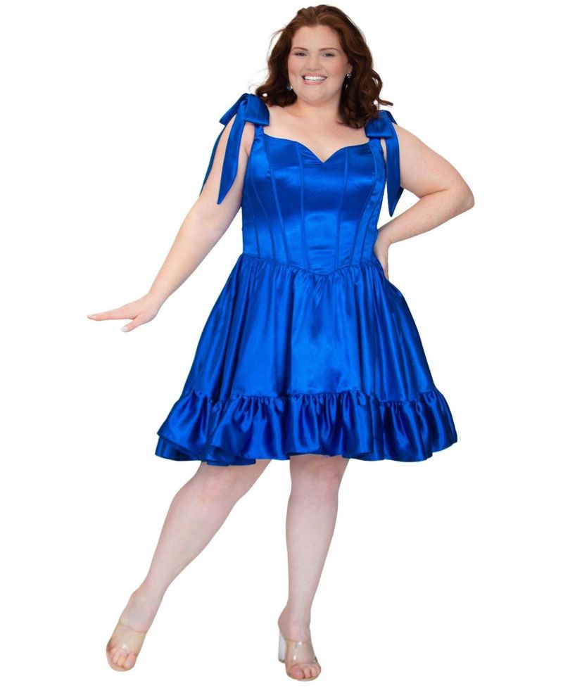 Plus Size Playful Corset Satin Ruffle Dress