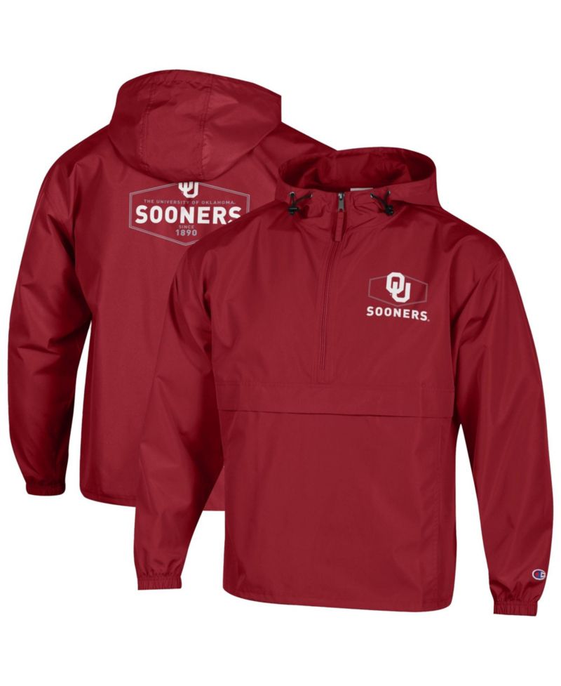Men's Crimson Oklahoma Sooners Delay Packable Half-Zip Jacket