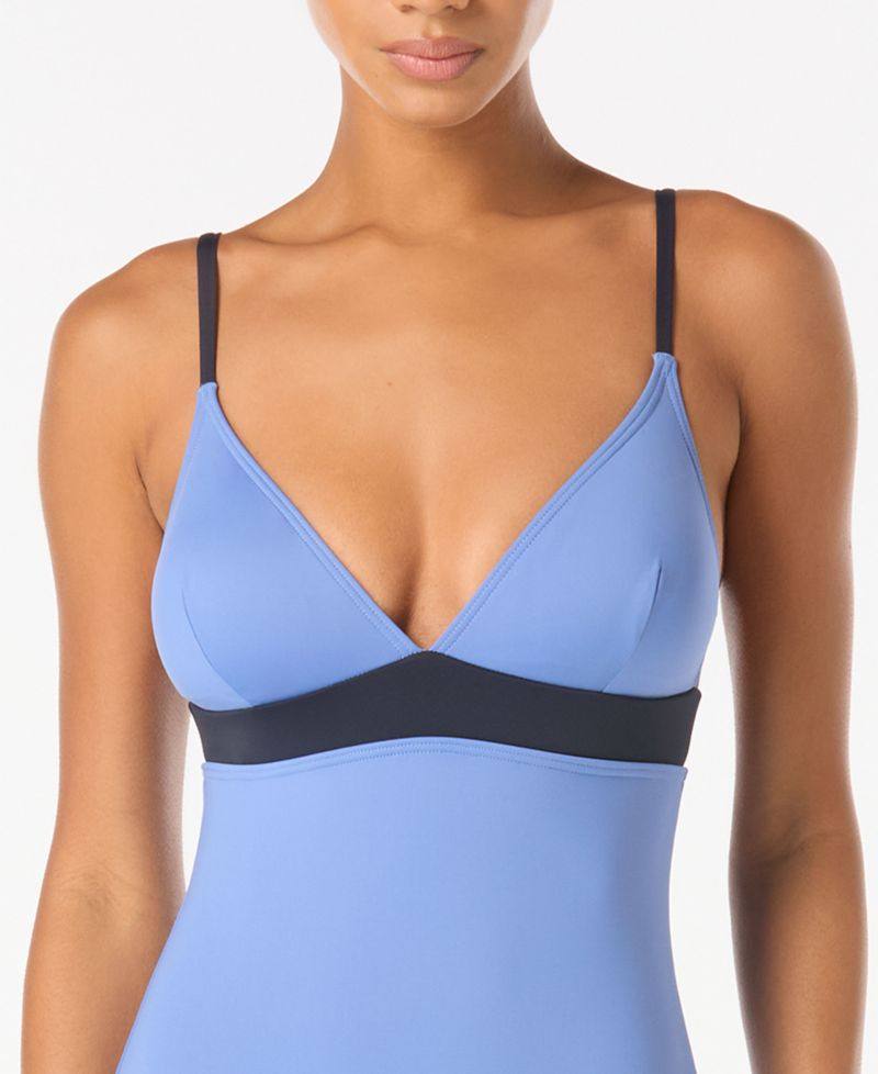 Women's Colorblock V-Neck One-Piece Swimsuit