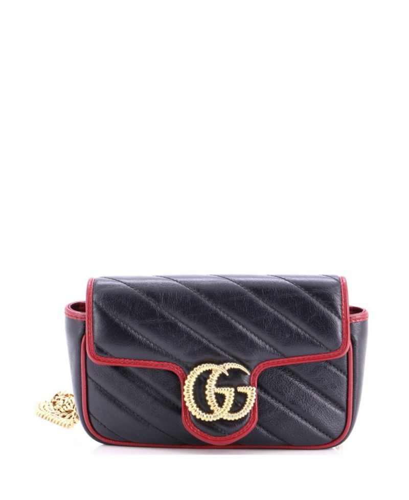 Super Mini GG Marmont Flap Bag Diagonal Quilted Leather