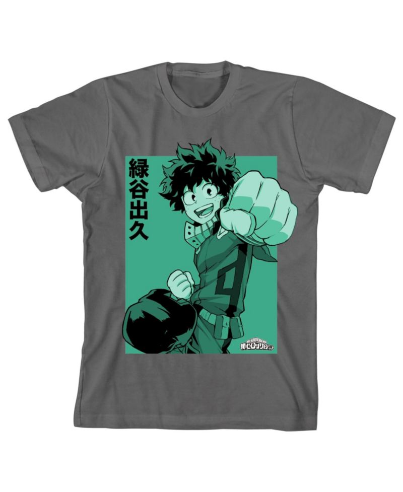 Deku Punch Boy's Charcoal T-shirt-Large